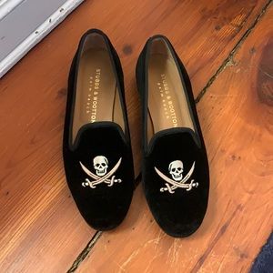 Stubbs and Wooten Black Velvet Skull Flats